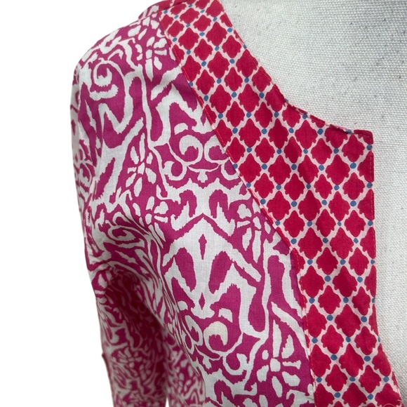 Rockflowerpaper Pink & white 3/4 Sleeve tunic cotton lightweight dress medium - Picture 5 of 11